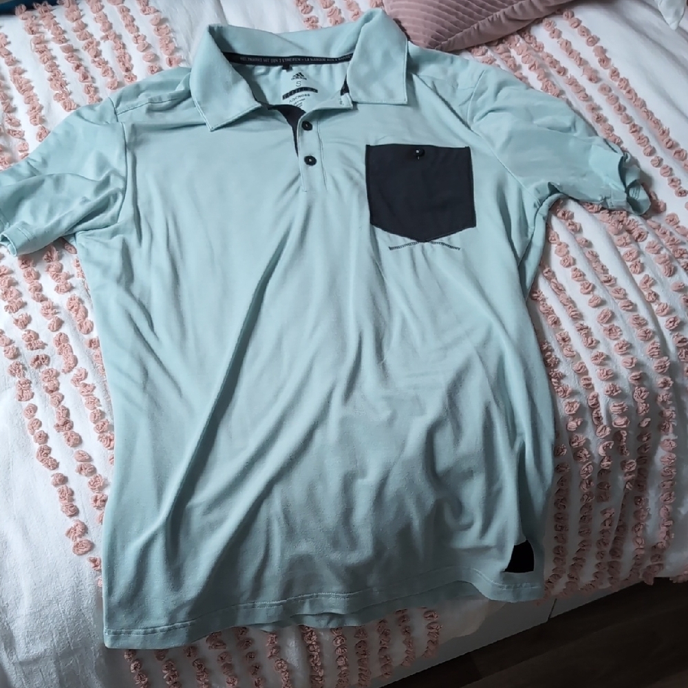 Adidas Green and Blue Polo Shirt Relaxed Fit